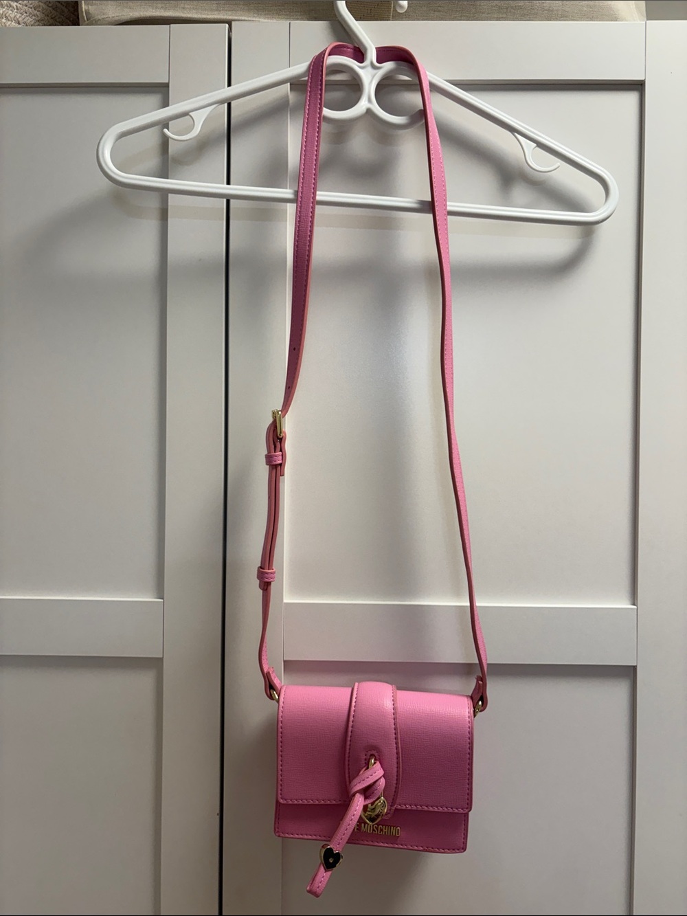 Moschino Pink Crossbody Bag with Gold Hardware